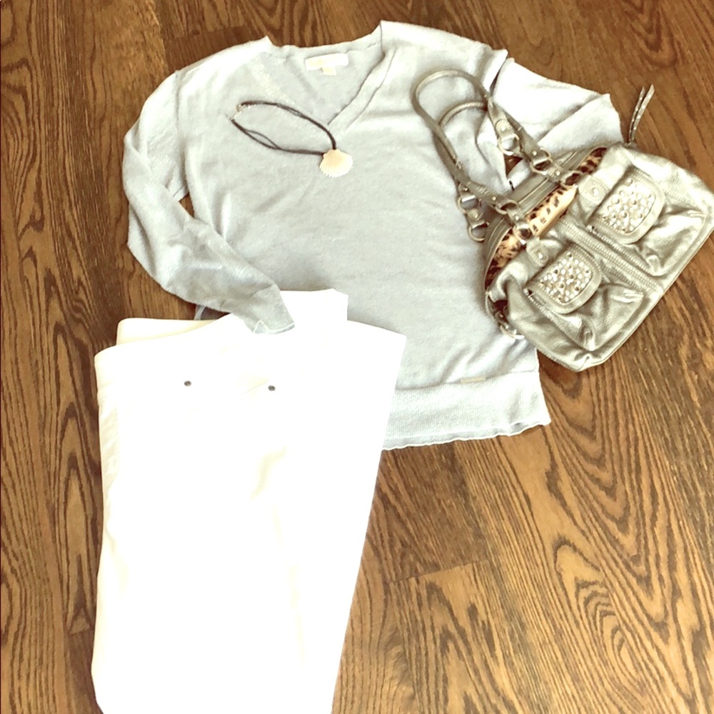 Michael kors lightweight v neck sparkle sweater